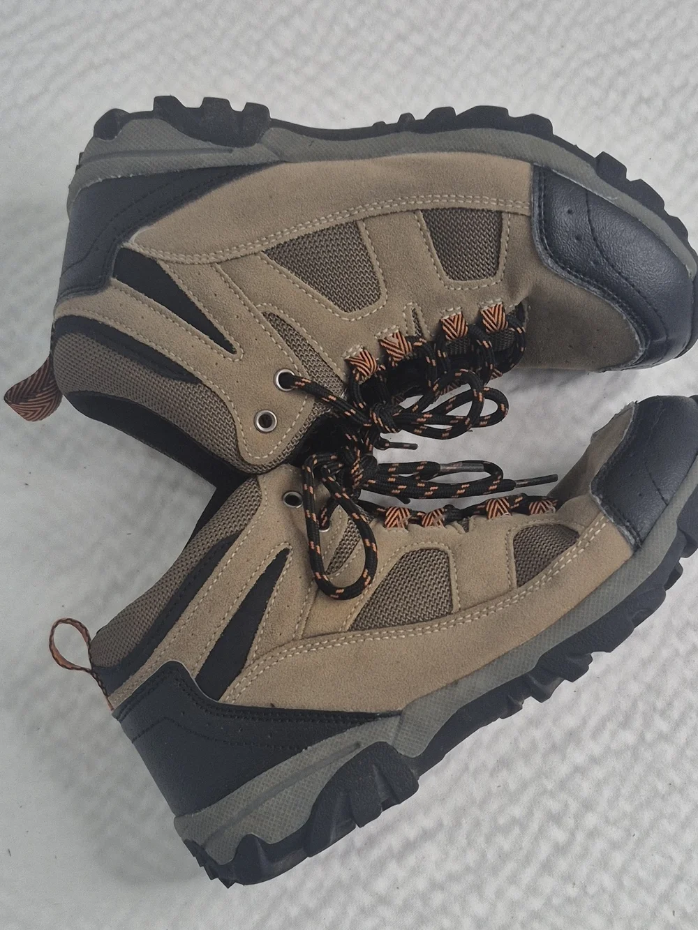 Ozark Trail Boys Hiking Boots Brown/Black/Orange Lace Up US 4 EU 36